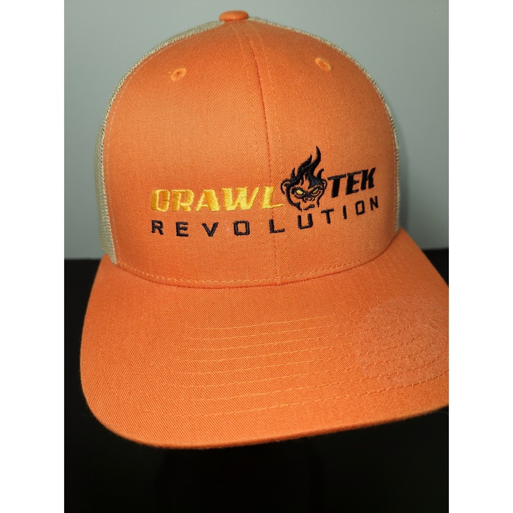 NEW Crawl Tek Revolution‎ Orange Tan Trucker Cap Gorilla Hair on Fire